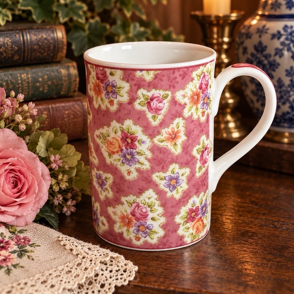Royal Albert Vintage Florals Grape Pink Floral Bone China Mug 2003